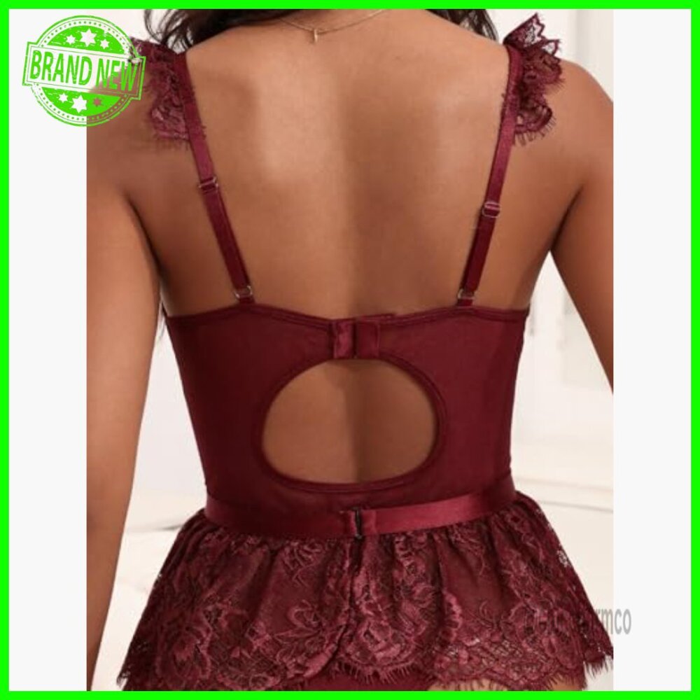 Sexy Underwire Bodysuit with Detachable Skirt & Garter, Stretch Polyester, S-2XL - Picture 2 of 6